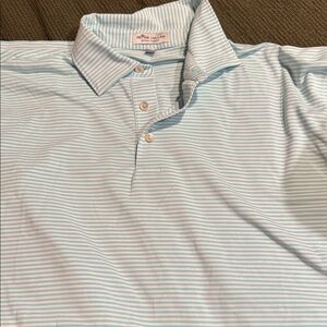 Peter Millar Pale Blue and White Striped Polo